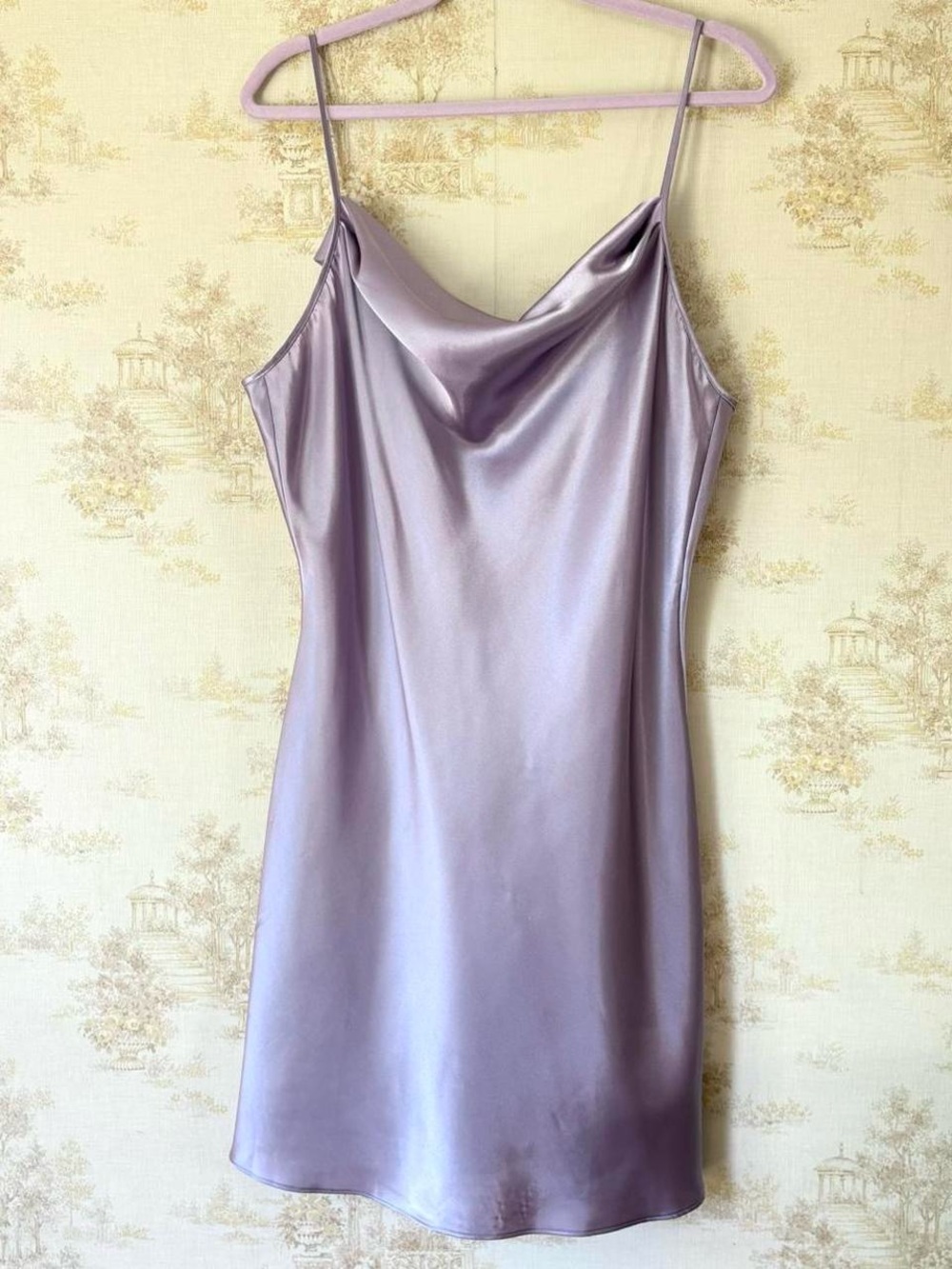 Vintage Y2K Avon Intimates Lavender Purple Satin Slip Dress Cowl Neck Womens L